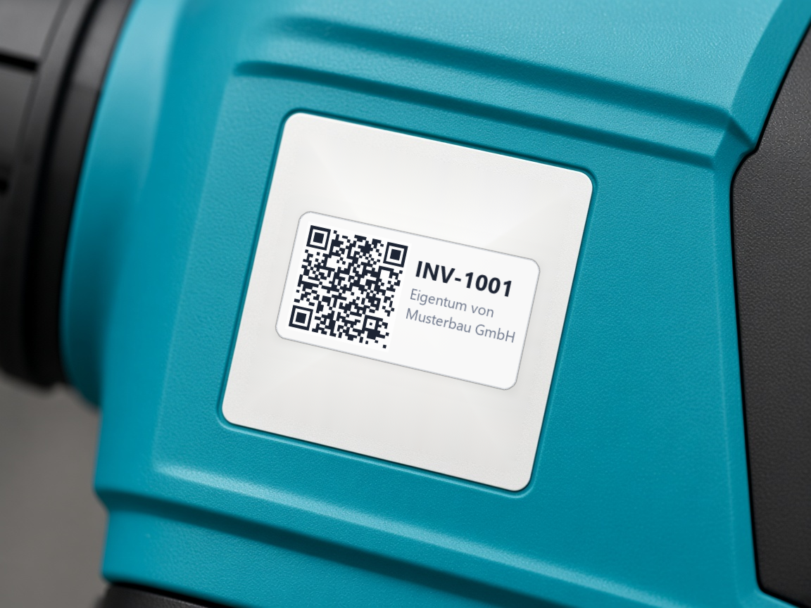 QR-Etikett auf einem Bohrhammer